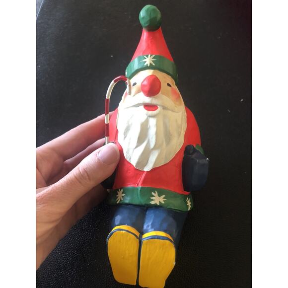 Vtg hand painted folk art santa Bright Vibrant Colors Resin? Wood Look Light - Picture 1 of 9